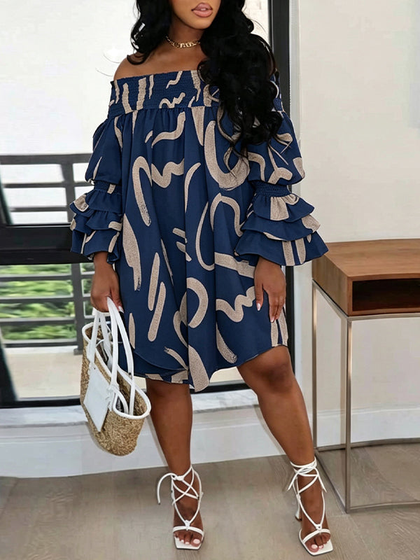 Printed Off-Shoulder Dress
