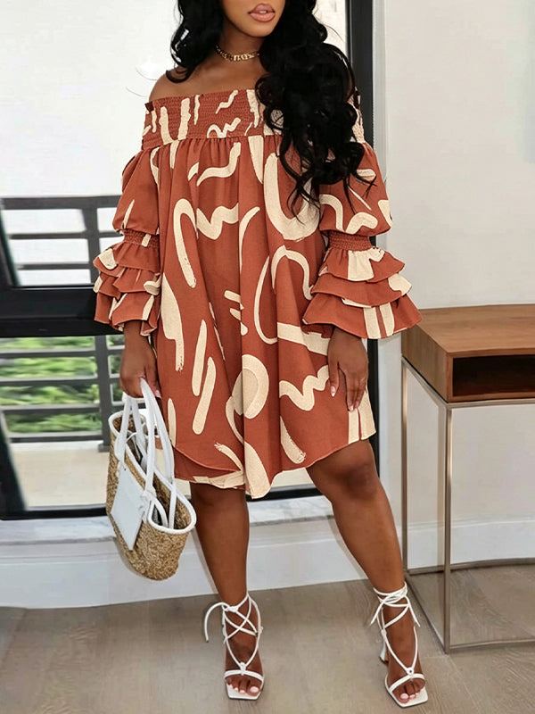 Printed Off-Shoulder Dress