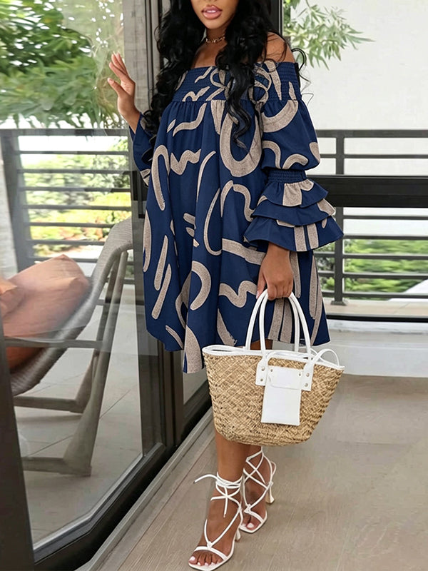 Printed Off-Shoulder Dress