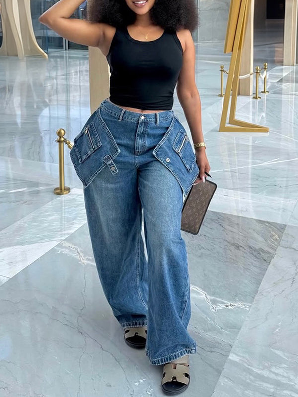 Wide-Leg Cargo Jeans