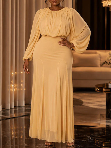 Ruched High-Waist Maxi Dress