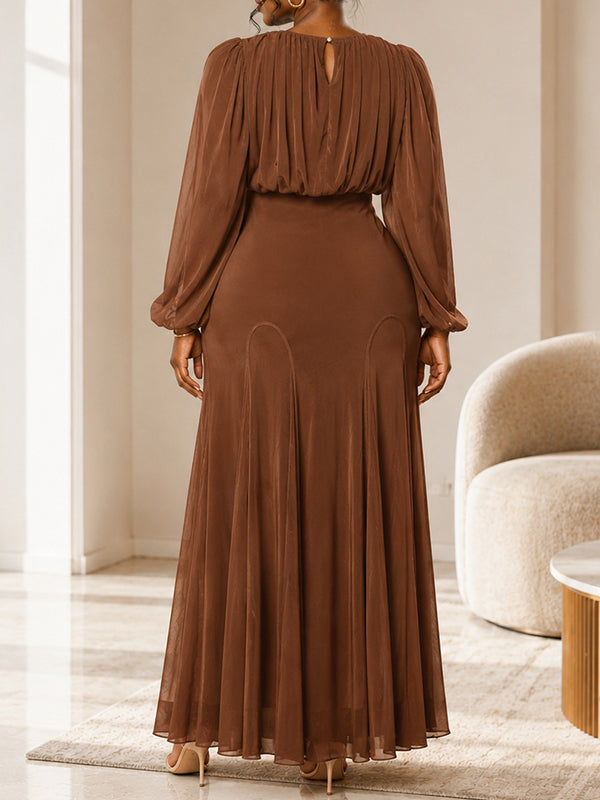 Ruched High-Waist Maxi Dress