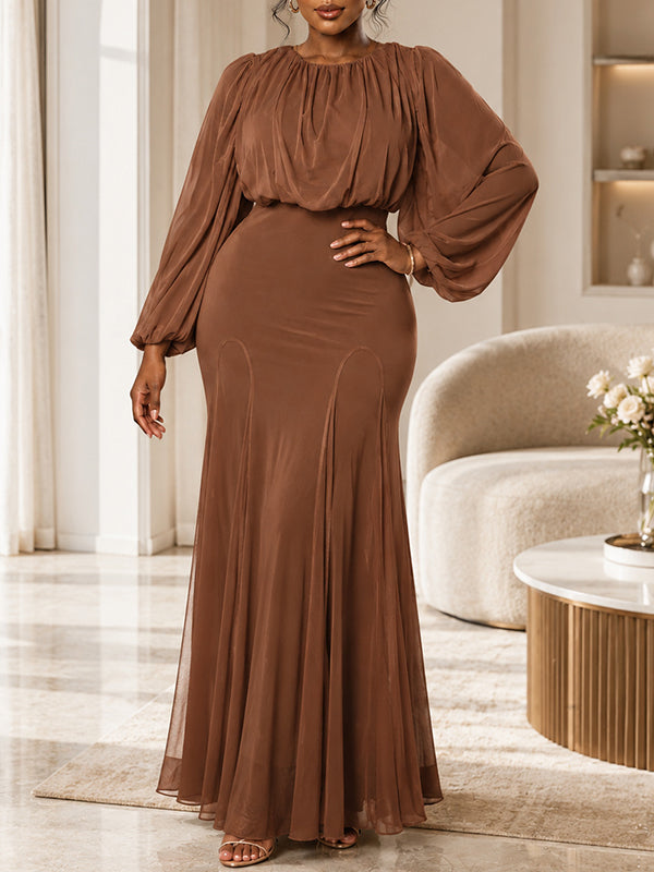 Ruched High-Waist Maxi Dress