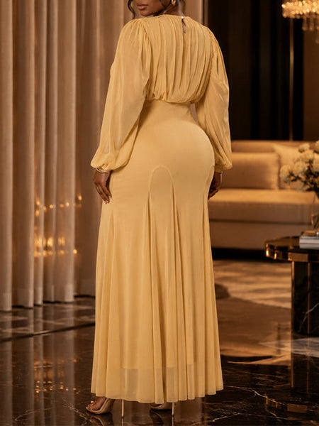 Ruched High-Waist Maxi Dress