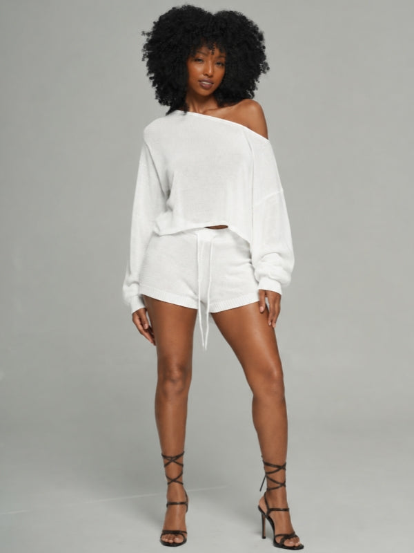 Knit Boat-Neck Top & Shorts Set
