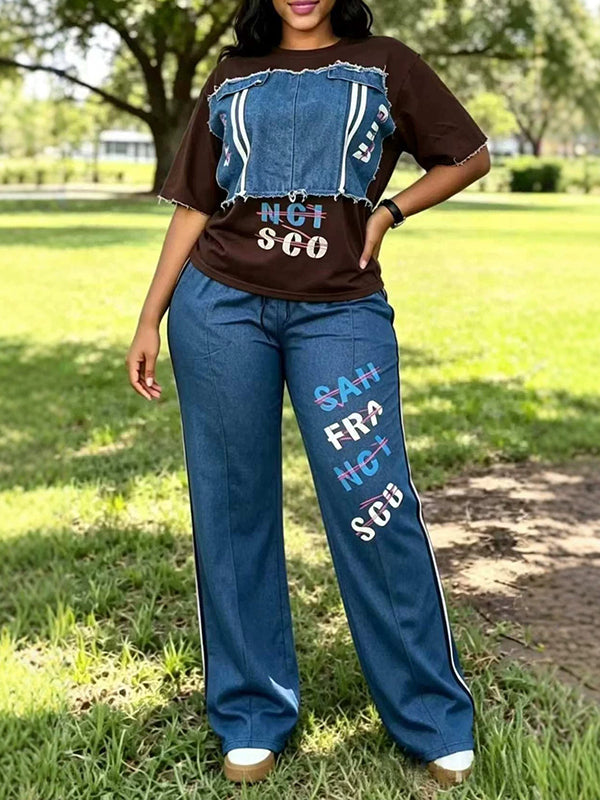 Denim Combo Tee & Pants Set