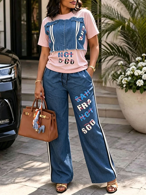 Denim Combo Tee & Pants Set