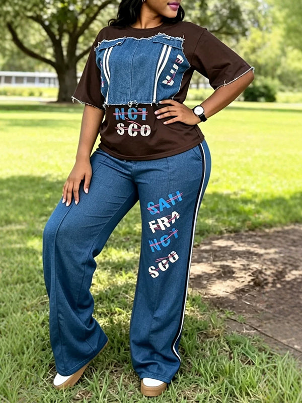 Denim Combo Tee & Pants Set