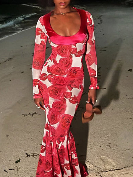 Floral Scoop-Neck Maxi Dress