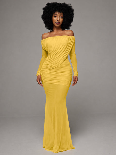Off-Shoulder Ruched Dress