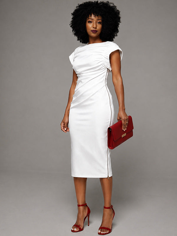 Solid Ruched Bodycon Dress