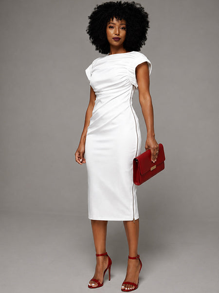 Solid Ruched Bodycon Dress