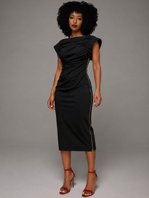Solid Ruched Bodycon Dress