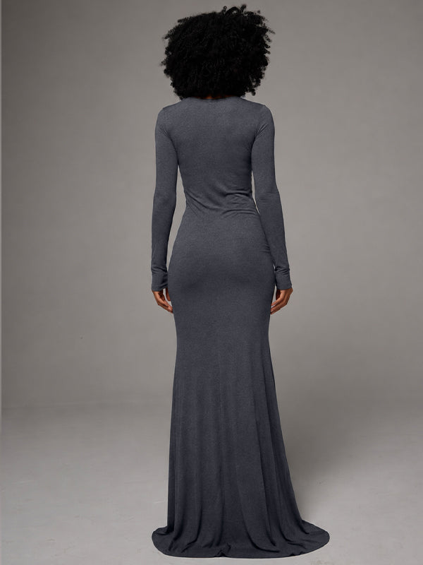 Solid Cowl-Neck Maxi Dress