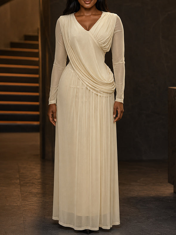 V-Neck Sheer Maxi Dress