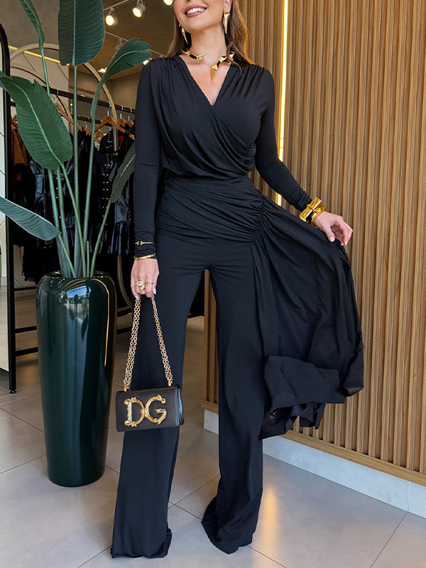 V-Neck Draped Jumpsuit