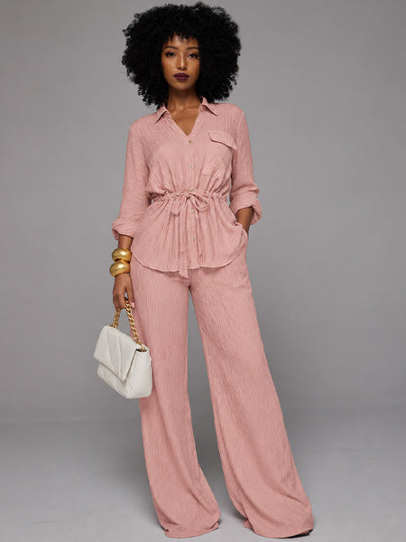Solid Tied Shirt & Pants Set