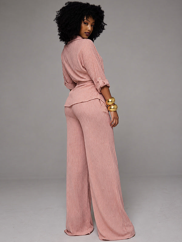 Solid Tied Shirt & Pants Set