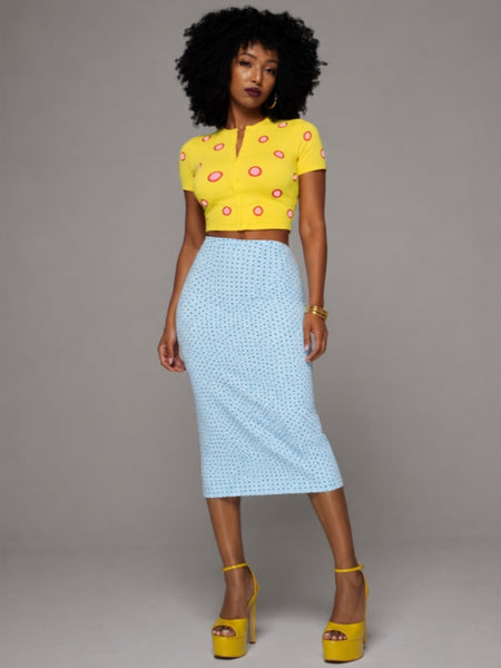 Printed Button-Front Top & Skirt Set
