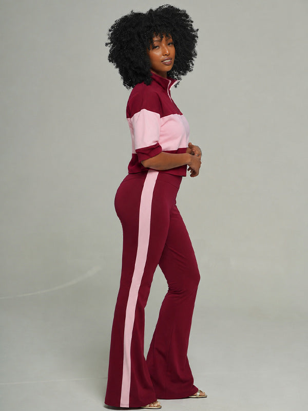 Two-Tone Polo Top & Pants Set