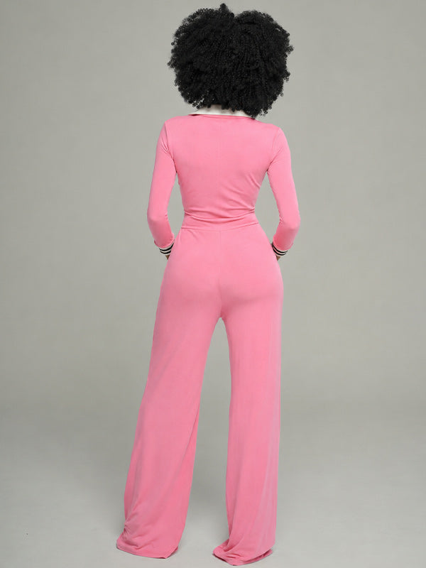 Contrast Polo Top & Pants Set