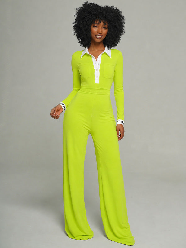 Contrast Polo Top & Pants Set
