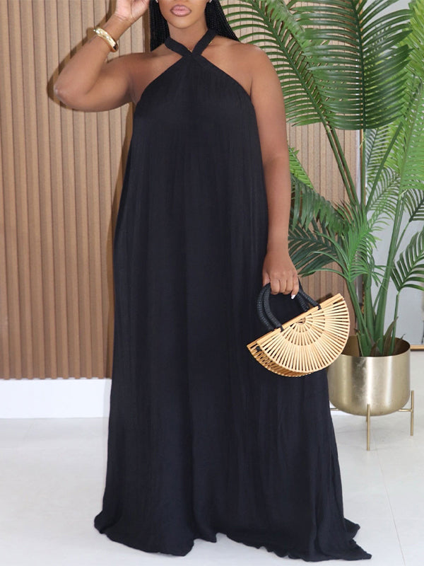 Solid Halter Maxi Dress