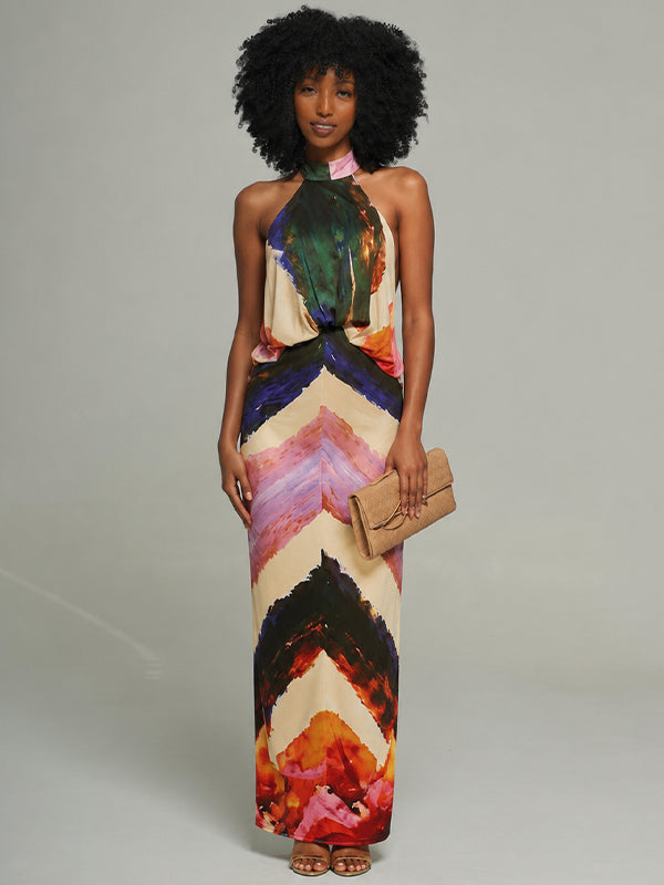 Printed Halter Bodycon Dress