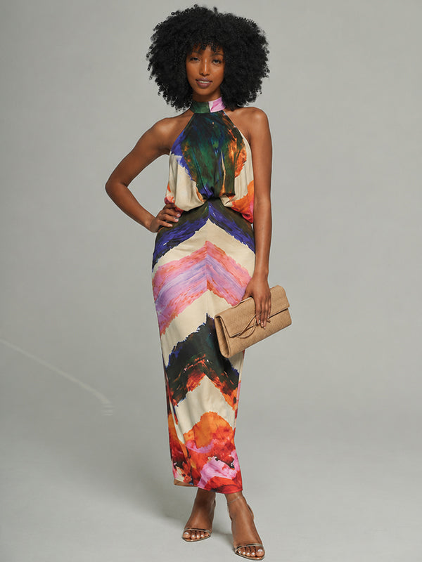 Printed Halter Bodycon Dress