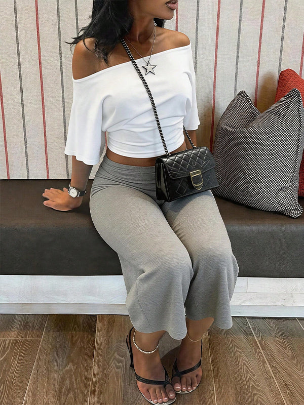 Boat-Neck Tee & Capri Pants Set