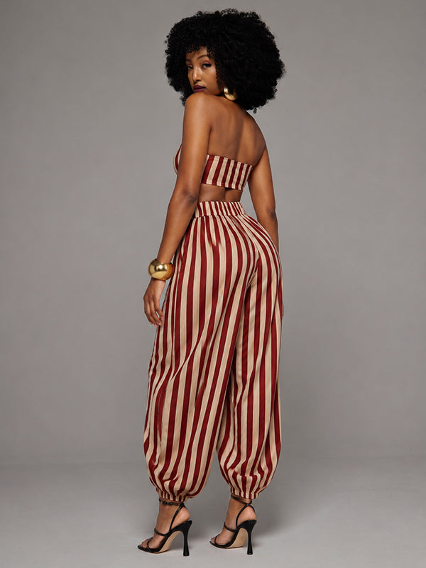 Stripe Tube Top & Bloomer Pants Set