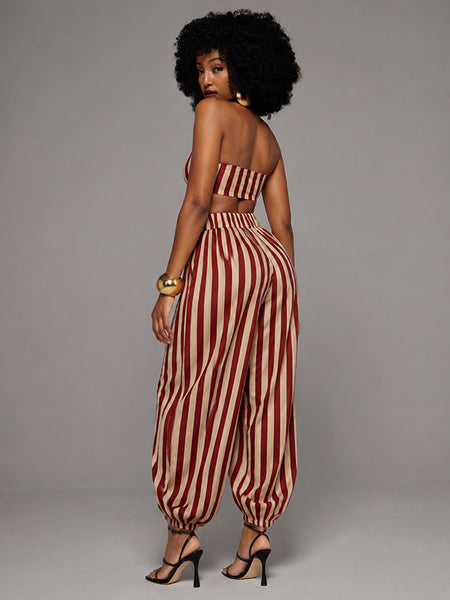 Stripe Tube Top & Bloomer Pants Set
