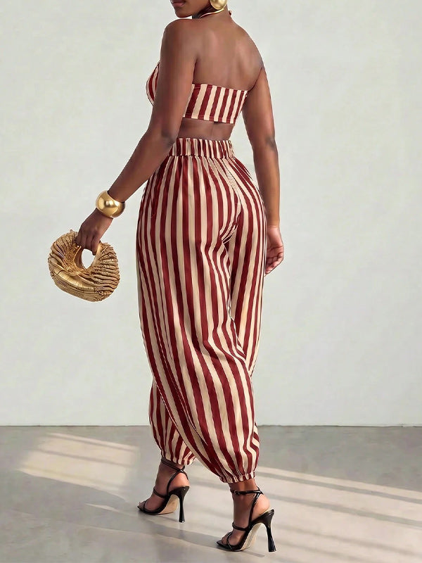 Stripe Tube Top & Bloomer Pants Set