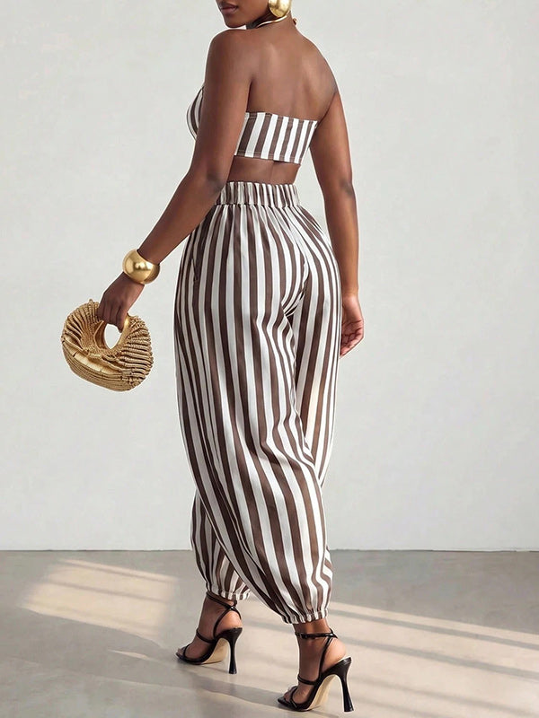 Stripe Tube Top & Bloomer Pants Set