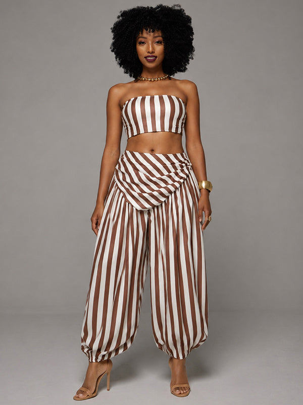 Stripe Tube Top & Bloomer Pants Set