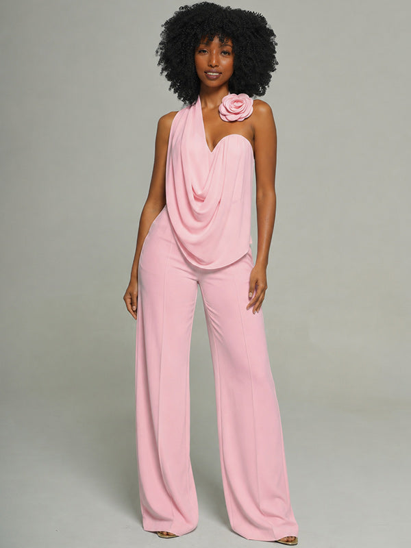 3D Floral Halter Top & Pants Set
