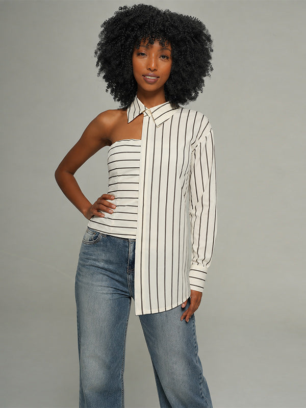 Stripe Asymmetric Shirt