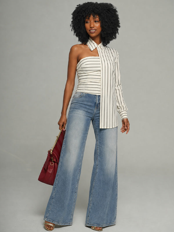 Stripe Asymmetric Shirt