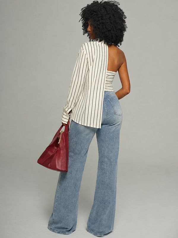 Stripe Asymmetric Shirt