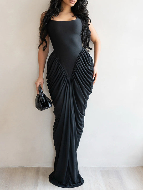 Ruched Combo Sleeveless Dress