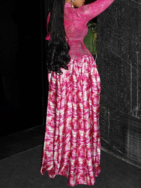 Printed Combo Maxi Dress