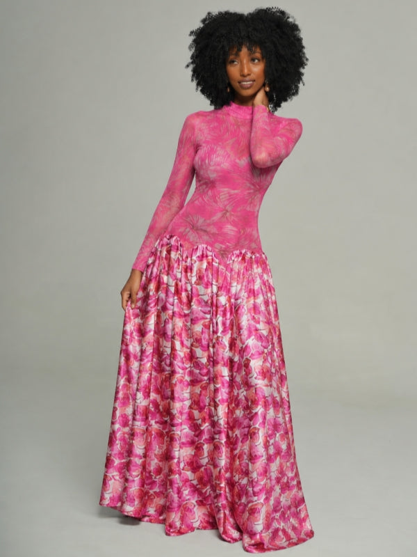 Printed Combo Maxi Dress