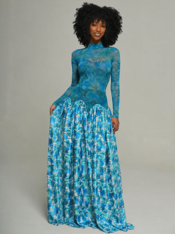 Printed Combo Maxi Dress