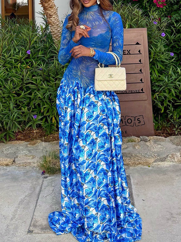 Printed Combo Maxi Dress