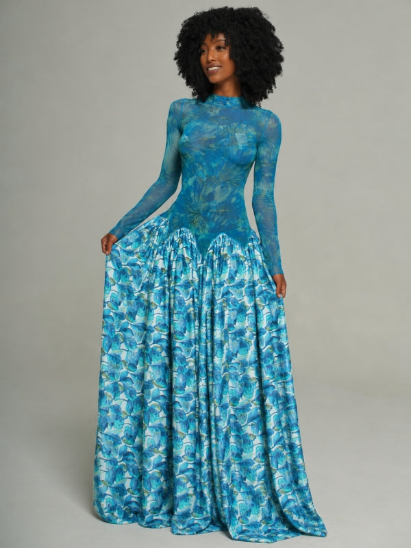 Printed Combo Maxi Dress
