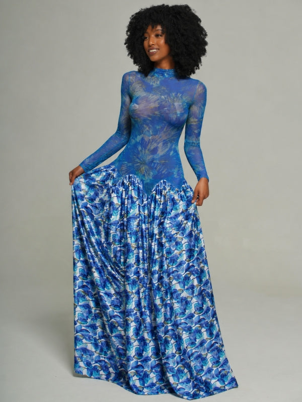 Printed Combo Maxi Dress