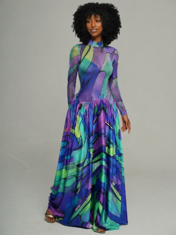 Printed Combo Maxi Dress