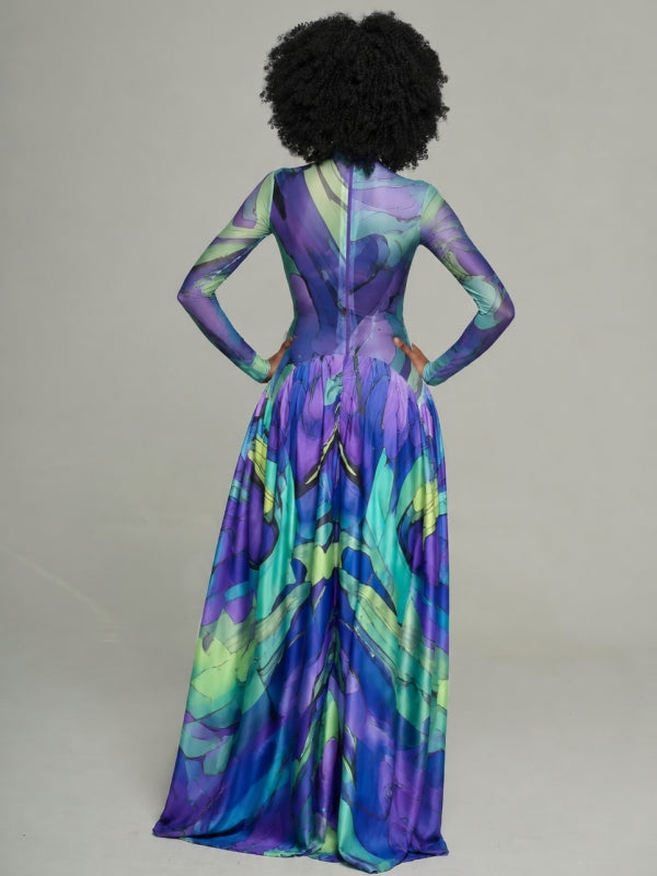 Printed Combo Maxi Dress