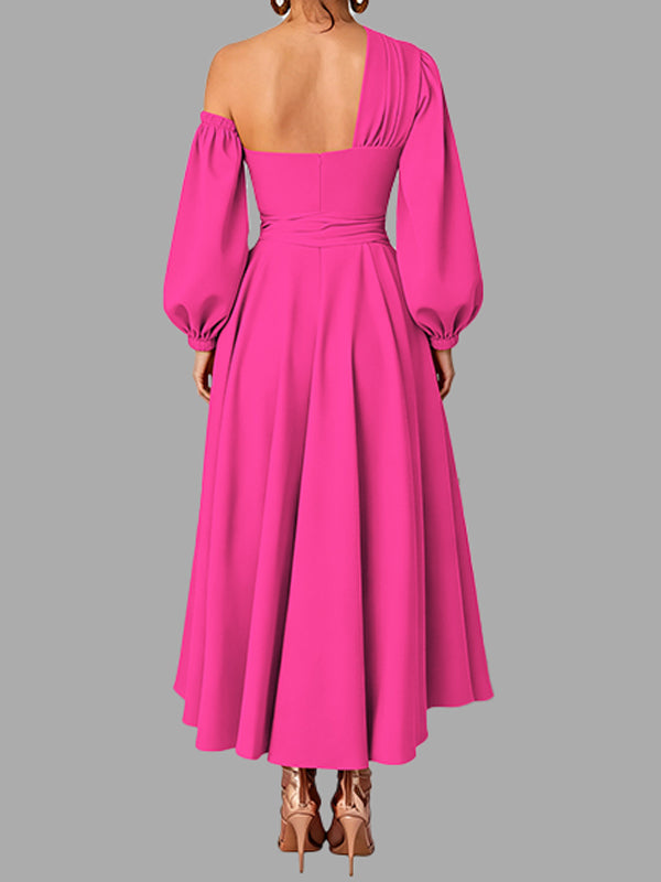Solid Boat-Neck Tied Dress