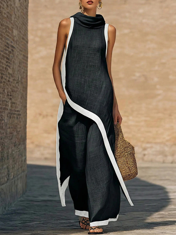 Sleeveless Hoodie Tunic Top & Pants Set